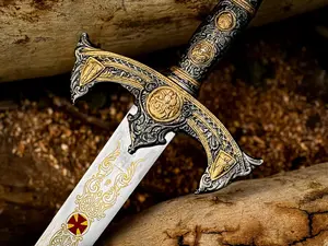 Handmade Medieval Knight Sword with Leather Sheath ️ Wall Hanging Collectible, Cosplay Prop & Gift for Him