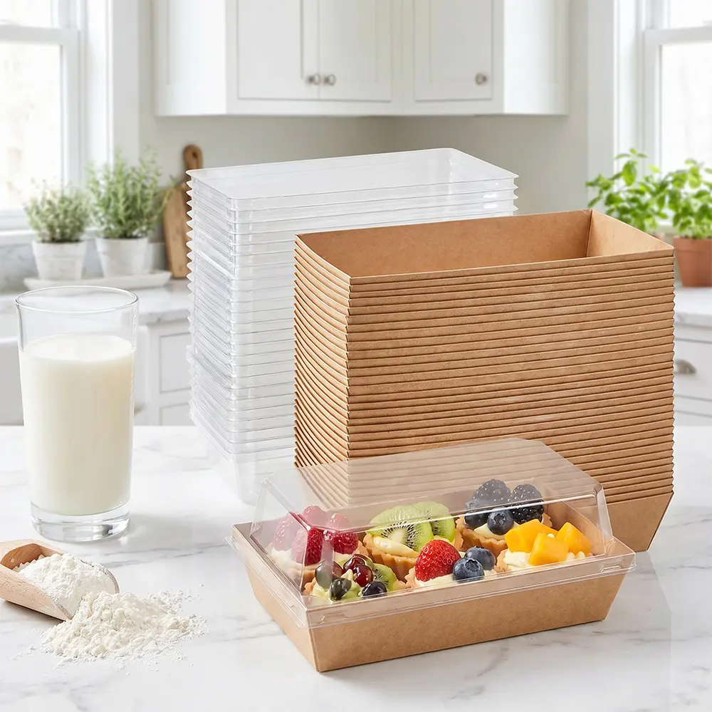 50Pcs Paper Charcuterie Box with Clear Lids 6.1x3.3x2.5 inch Disposable Sandwich Containers, Small Kraft Bakery Treat Box for Cupcakes, Muffins, Hot Cocoa Bombs, Strawberries, To Go Desserts Box - Home Improvement.