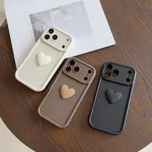 3-Pack Soft Shell Full-Cover 3D Heart Shaped Phone Case with 3 Sticker Hearts and 3 Phone Cases - Christmas Gift, Birthday Gift for iPhone 17, 16, 15, 14, 13, 12, 11, XR