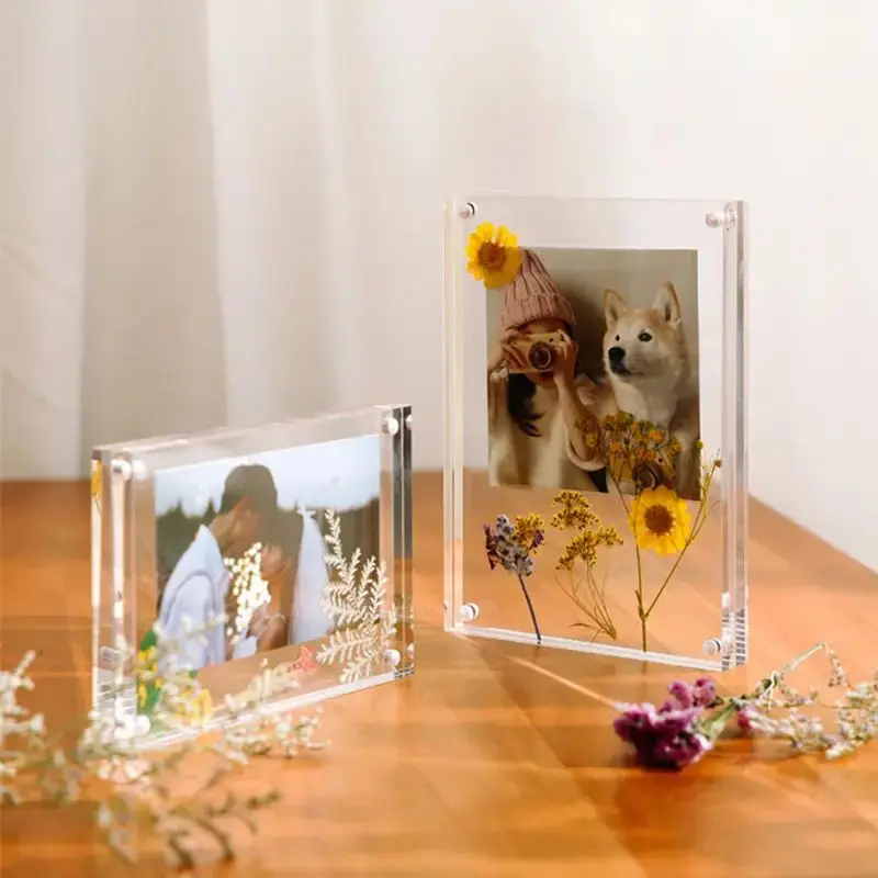 Rectangle Single Crystal Magnetic Photo Frame with Acrylic Glass - 2r Size, 2 in Thick, Secure Magnetic Close, Durable Memory Keeper for Modern Home Decor & Home Supplies, 6 In 5 In 2 In