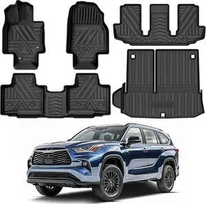 YITAMOTOR Floor Mats & Cargo Liner Fit for Toyota Highlander 2020-2025 7 Seats W/O Subwoofer, Floor Liners Back Seat All Weather Car Liner 3 Row Trunk Mat with Backrest Mat Car Mats Accessories