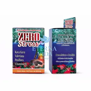 Zero Stress Capsules - 100 Tabs of 500mg for Stress Relief with Kava Kava Valeriana & Vitamin B1 - Snack Gum Supplement