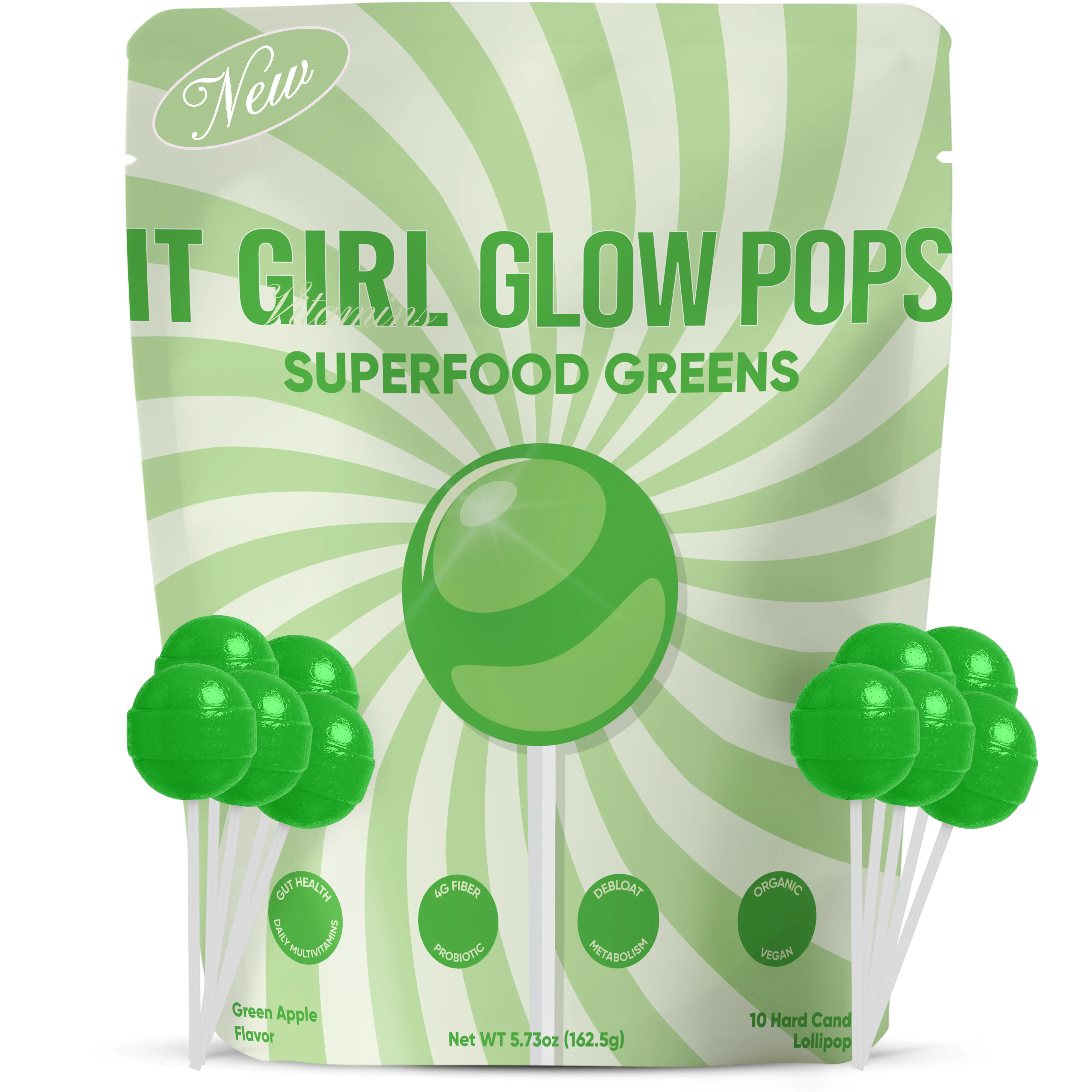 It Girl Glow Pops Superfood Greens Lollipops for Women & Teens – Daily Vitamins, Minerals & Probiotics for Beauty, Gut Health & Wellness, Candy,  Snack