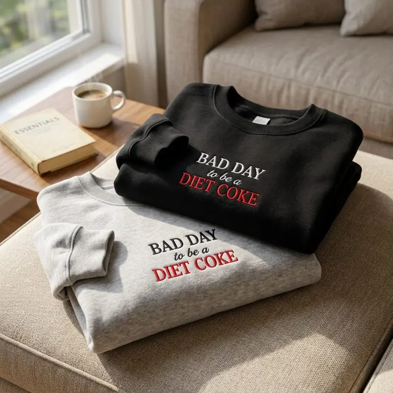 Embroidered Diet Coke Sweatshirt, Funny Diet Coke Embroidered Crewneck, Minimalist Soda Lover Sweater, Sarcastic Meme Sweatshirt, Cozy Unisex Pullover