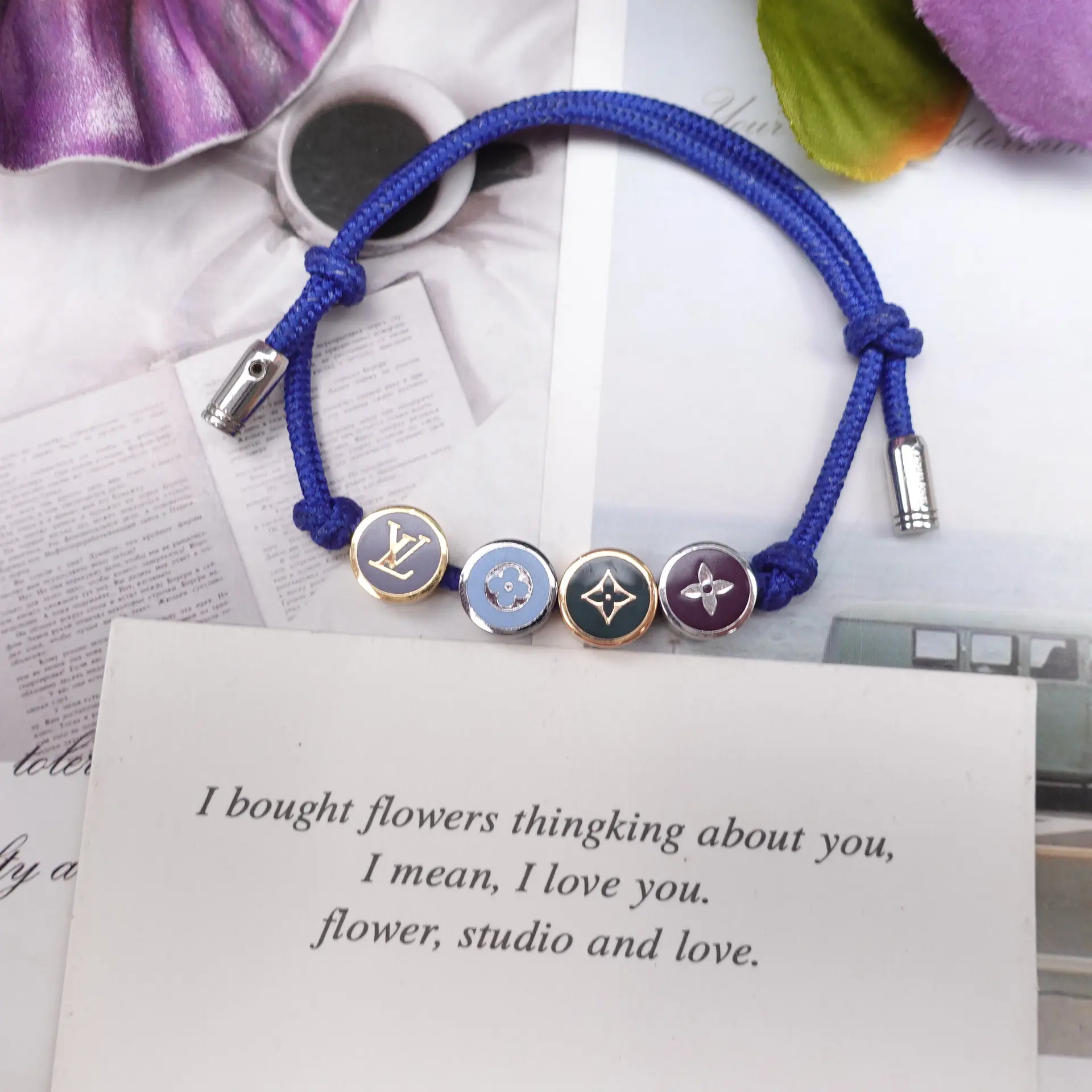 Pre-owned Louis Vuitton Nylon&Gold Tone Blue Bracelet T10286134