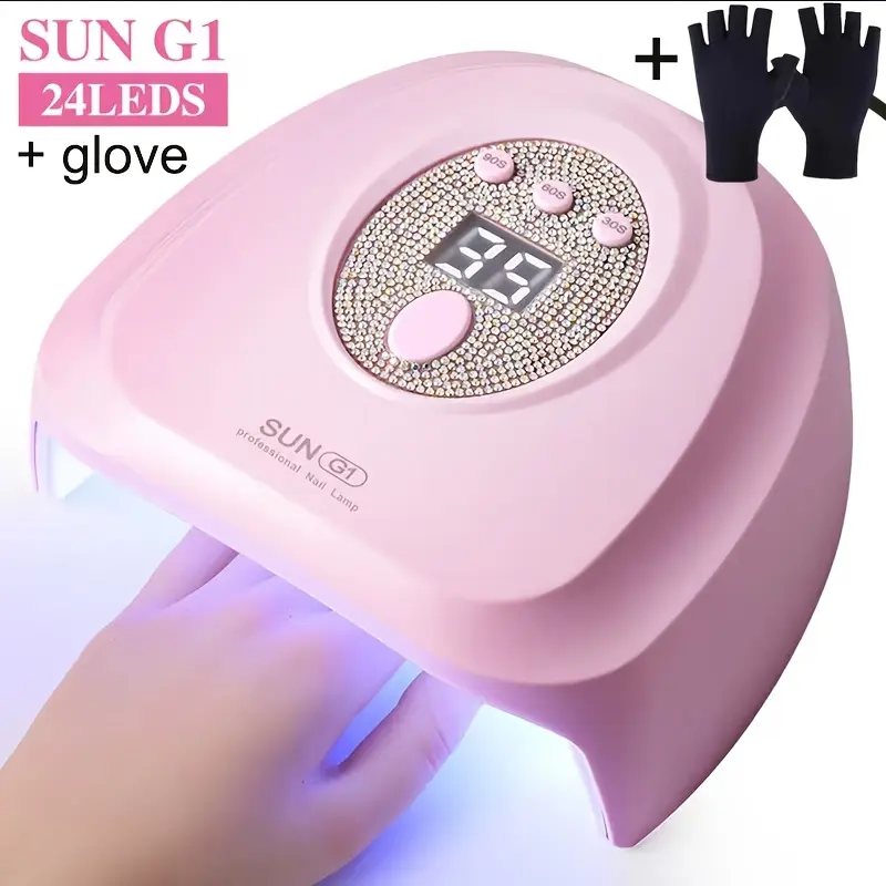 2pcs Set LED Nail Lamp with Gloves, Smart Auto-Sensing Professional Nail Dryer Light, Fast Gel Lamp for Base Coat, Top Coat And All Nail Gels, Universal Manicure Tool Kit