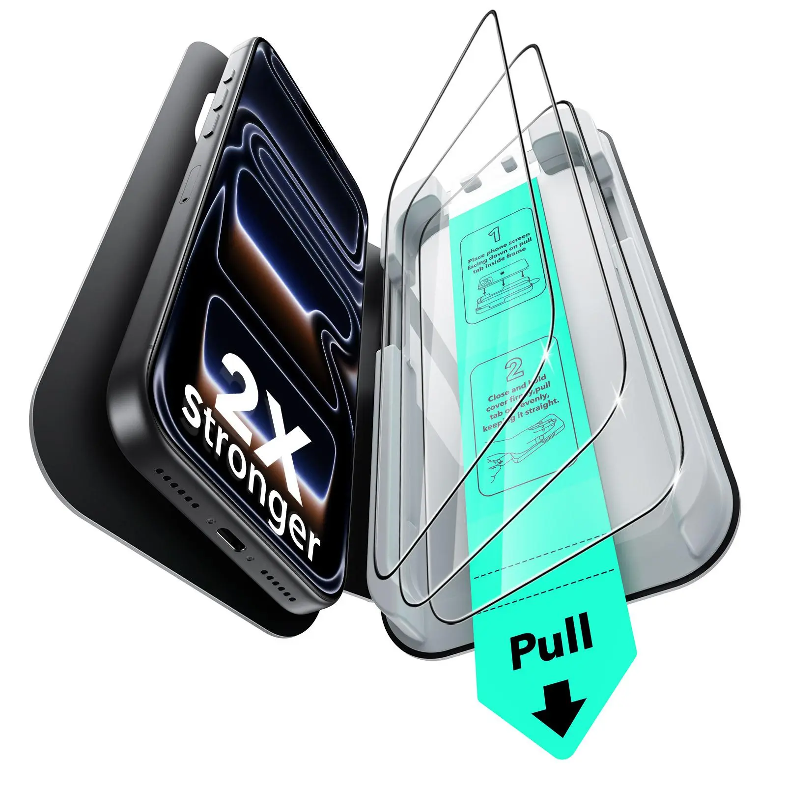 ESR Protective Tempered Glass Screen Protector, 3-Pack, compatible with iPhone 17/16/15/14/13, available in HD and privacy versions, with dual military-grade shatter resistance, 9H hardness, and full-coverage design
