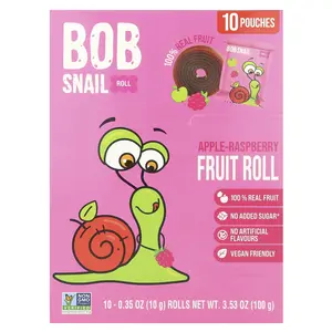 Bob Snail Fruit Roll, Apple-Raspberry, 10 Pouches, 0.35 oz (10 g) Each