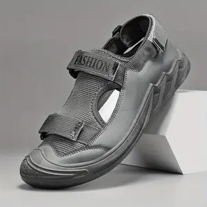 Men's Sports Sandals & Slippers - Adjustable Velcro Closure, Breathable Fabric Upper with Durable TPR Sole - Lightweight and Comfortable for Outdoor, Beach, Casual Wear - Solid Color Versatile Design, Street Style Shoes