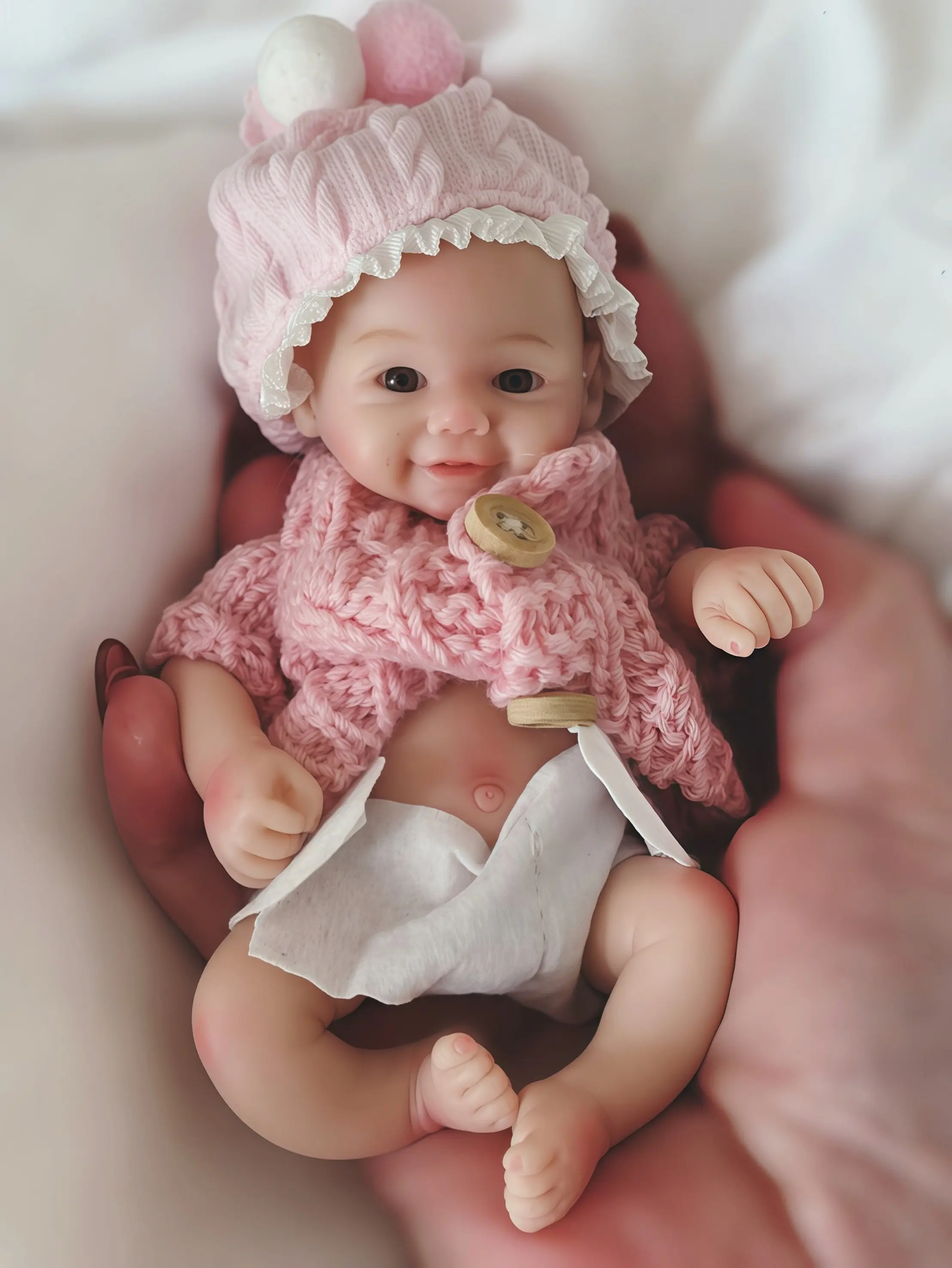 6 Inch 15cm Soft Touch Reborn Baby Doll Full Silicone Mini Realistic Artist Doll with Cute Face Perfect for Collection Holiday Halloween Birthday Gift for Kids Aged 3+
