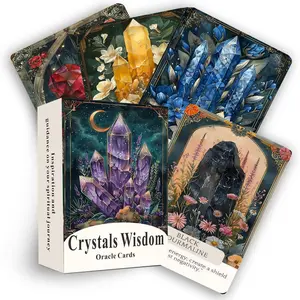 Crystal Wisdom Plant Oracle Cards, Oracle Cards for Beginners, 44 Oracle Card Deck, Crystal Tarot Card, and Witchcraft Divination Card are Designed to Inspire and Guide (3.42"× 4.72")