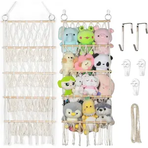 42cm Wide Over the Door Stuffed  Storage Hammock Corner Wall  Storage Holder Boho Macrame Plush  Organizer Net for Stuffed