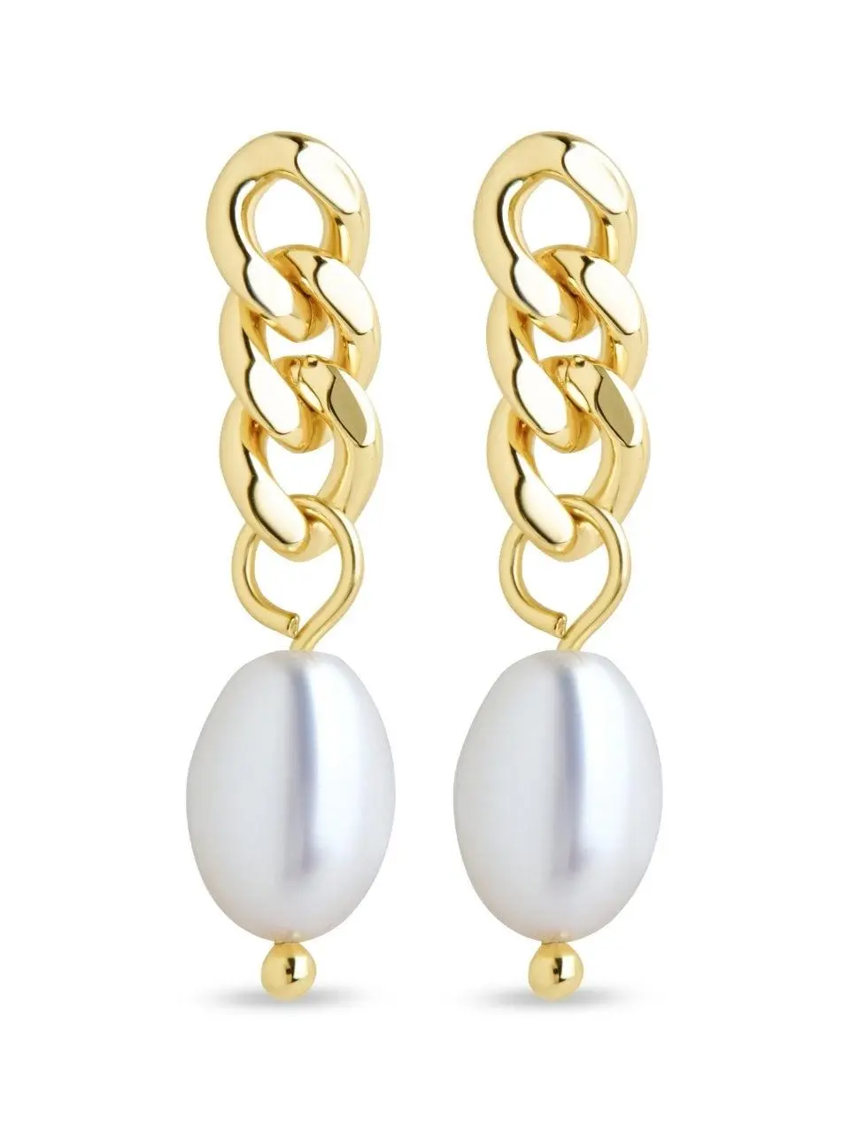 Hana Chain Drop Pearl Earrings