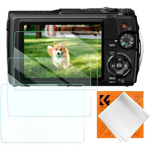 K&F CONCEPT 3 Pack Camera Screen Protector Compatible with Olympus TG-7/TG-6/TG-5/TG-4/TG-3, 0.3mm 9H Hardness Tempered Glass Cover Anti-Scratch Bubble-Free