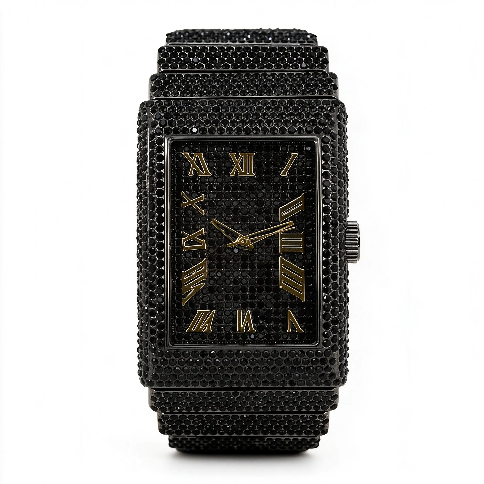 Unisex Urban Iced-Out 46mm Chandelier Metal Band Casual Trendy Wristwatch, Fashion Watch Jewelry, High Quality Statement Piece with Iced-Out Look, High Quality Watch, Statement Watch