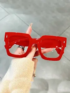 Large Frame Lightweight Plain Color Reading Glasses Anti-Blue Light Eyeglasses Simple Daily Use Square Frame Suitable for Men and Women Workwear