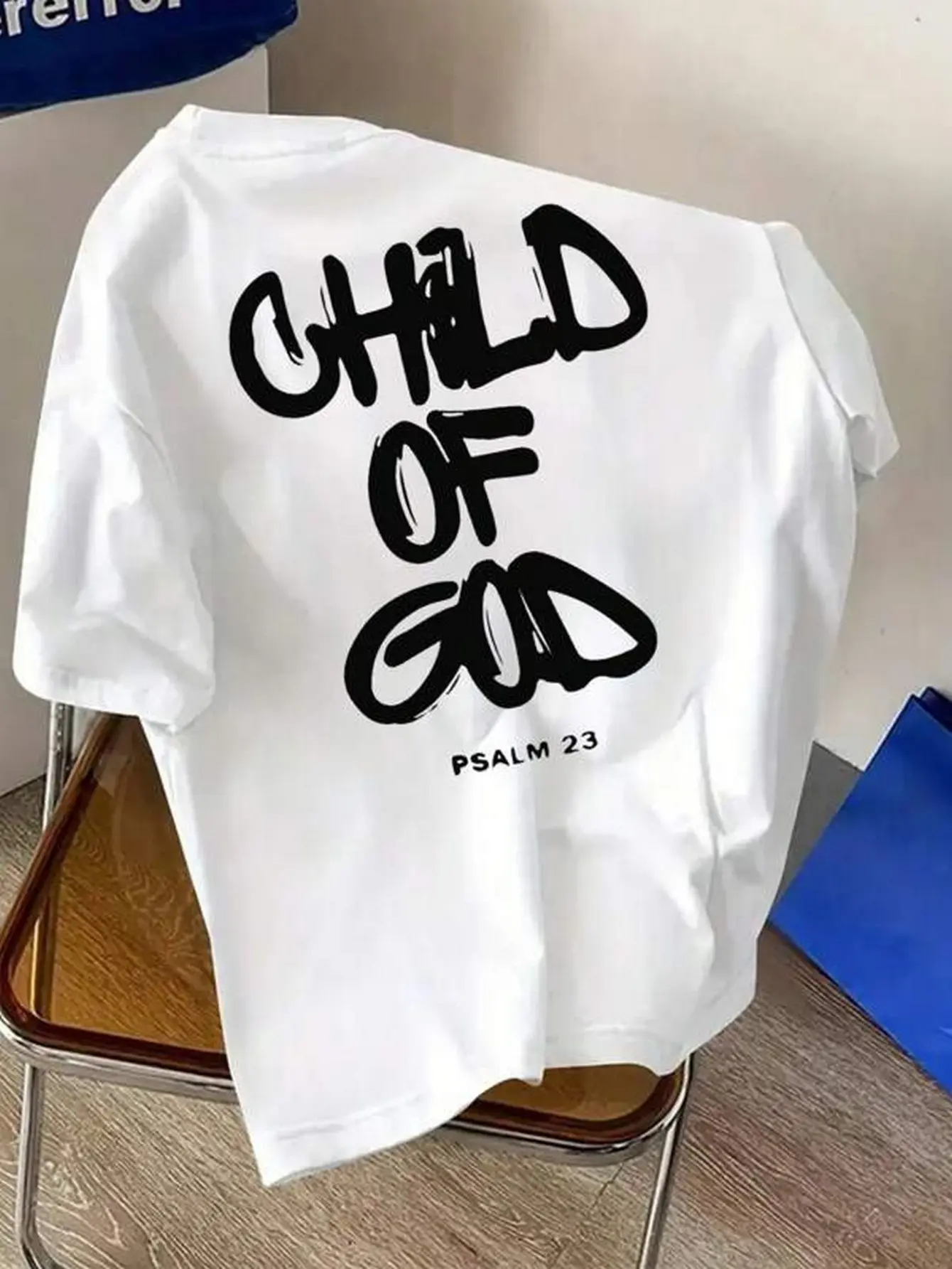 1pc Boys' Bible Verse T-Shirt - Child of God Psalm 23:1 Print Kids Tee with Back Print Scripture, Short Sleeve Round Neck Casual Church Wear for Boys 3-13 Years, Easter Gift & Everyday Religious Apparel