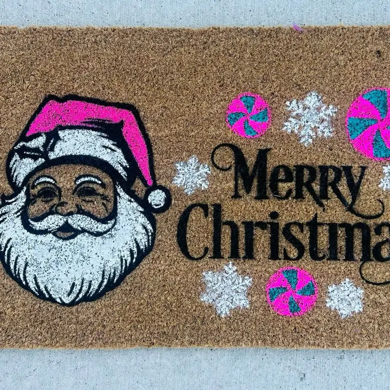 Merry christmas custom pink door mat