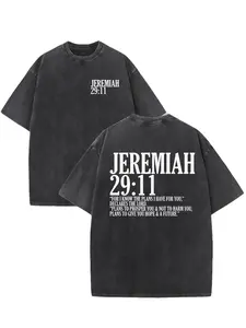 Men's 250gsm Heavyweight Thick Cotton Shortleeve Round Neck Top - Christian Faith Jeremiah 29:11 Scripture Tshirt, Soft Pink Menswear, Durable Casual/Church Wear, Spiritual Gift