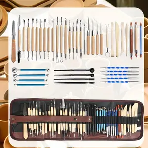 43 Pcs Pottery & Clay Sculpting Tools, Double Sided Ceramic Clay Carving Tool Set with Carrying Case Bag, Pottery Modeling Smoothing