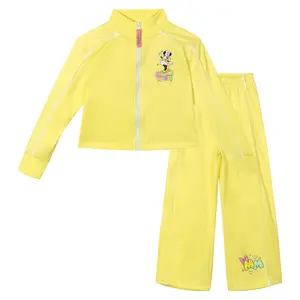 Disney Girls' 2-Piece Tracksuit Outfit, Minnie Mouse Glitter Print Jacket and Joggers with Elastic Waistband, Toddler to Big Kid, Glitter Fabric