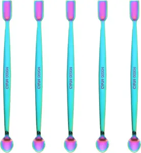 5 count 304 Stainless Steel Craft Spoons Set for DIY Scrapbooking Glitter Embossing Powders Sequins and Other Small Embellishment Craft Cardmaking High Lighten(Colorful)