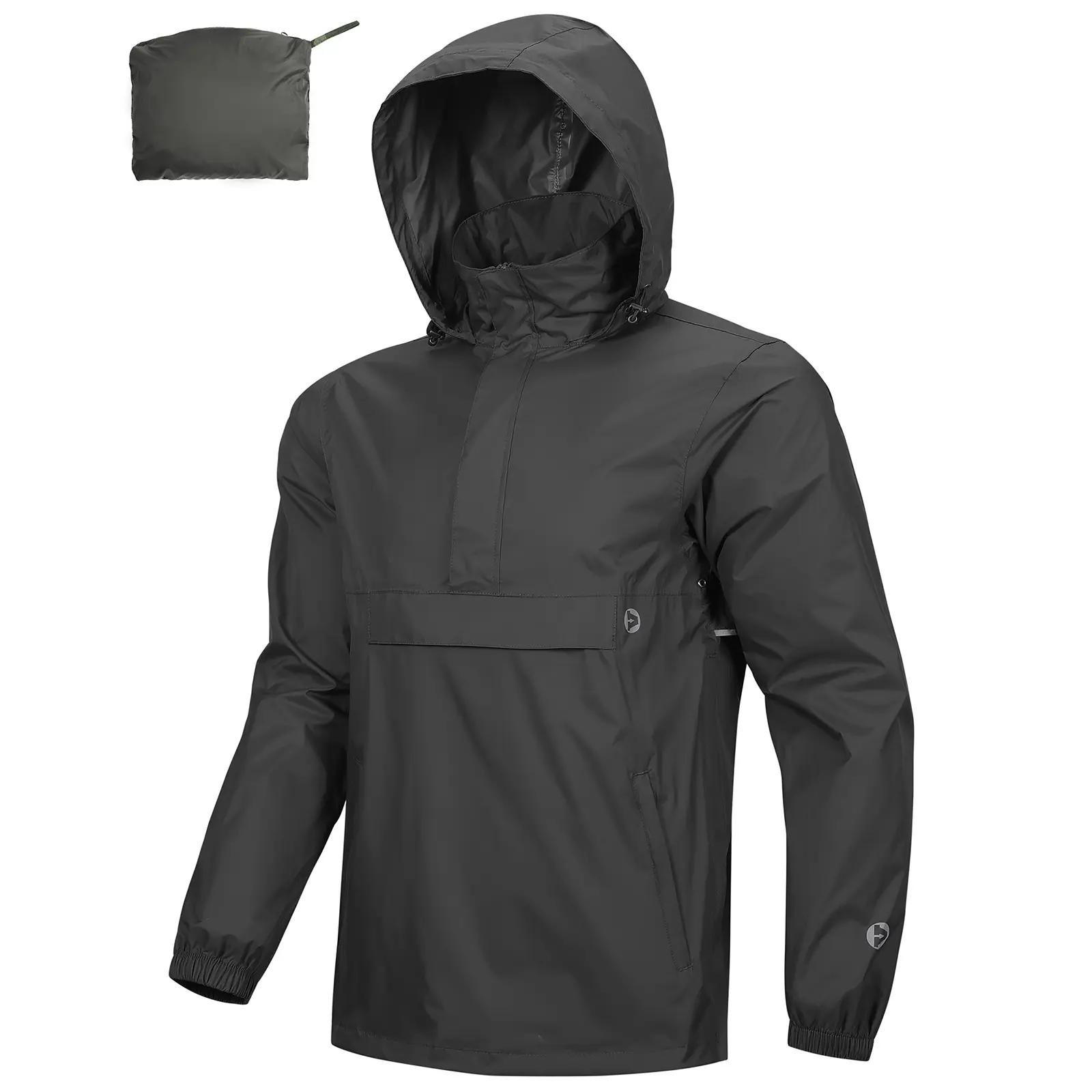 Outdoor Ventures Mens Rain Jacket Waterproof Lightweight Packable Rain Pullover coat windbreaker for Hiking Golf Running