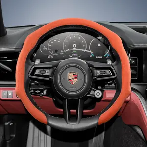 For Porsche Alcantara Leather Steering Wheel Cover Suede Quick-install Design All-season Anti-slip Sweat-absorbing Automotive Vehicle For Cayenne/Macan/911/Panamera/718/Taycan Black Orange Red Pink Green White
