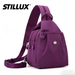 Fashion Oxford Cloth Casual Backpack Messenger Bag Chest Bag with Side Pouch Adjustable Strap Zipper Pocket Inner Patch Pocket 30x21x14cm