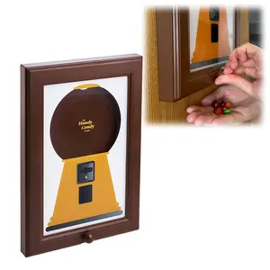 1 piece wall mounted brown candy dispenser, photo frame design candy box twister, hanging candy photo frame box, candy box, convenient and quick to dispense candy, nuts, also suitable for filling pet snacks, Christmas decorations, Christmas gifts