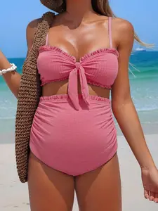 PRINCELY 2pcs/Set Summer Maternity Plaid Bandeau Bikini