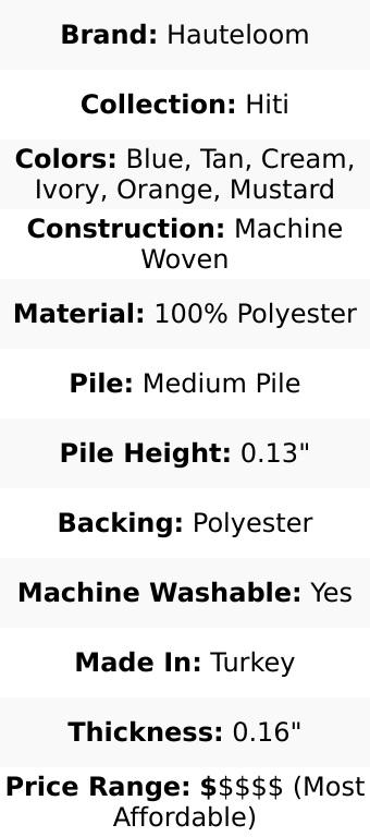 Hiti Cream Flat Pile Washable Rug