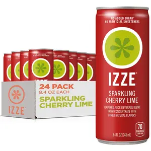 IZZE Sparkling Juice Beverage Blend, Cherry Lime, No Sugar Added, 8.4 FL OZ, 24 Cans