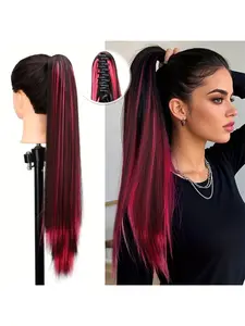 [Vibrant Ponytail Extensions] 24inch Clip-On Synthetic Wiglets Straight Women's Ponytail Hair Extensions for Everyday & Party Wear Synthetic Hair Pieces