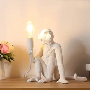 Gold Monkey Table Lamp Sitting Monkey Light Home Office Monkey Table Light Gift