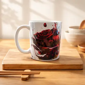 Personalized Cat Mug with Roses & Butterflies - INDIRA Design