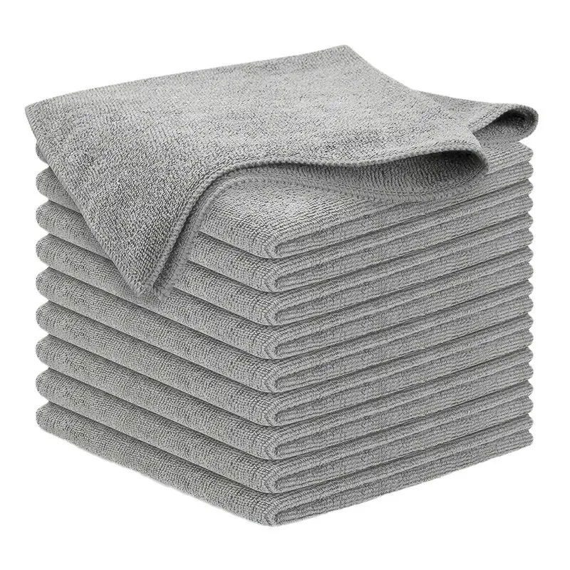 Black Microfiber Cleaning Cloths, Ultra Soft Highly Absorbent Reusable Towels, Multi-Purpose Wash Rags for Car Washing Detailing, Kitchen & Household Cleaning
