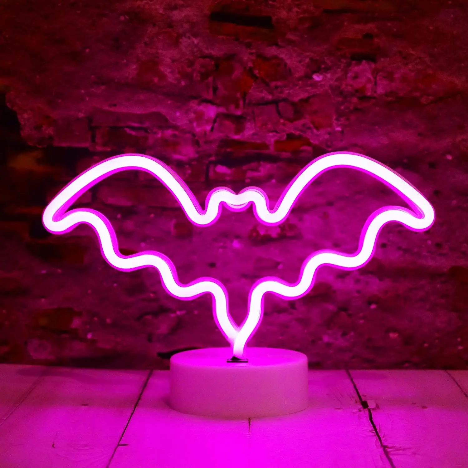 LED Neon Bat Lights Halloween Decorations, Bat Shape Neon Signs Night Lights  Operated Desk Table Lamp for Bedroom, Bar, Wall, Spooky Decor-Bat with Holder Base()