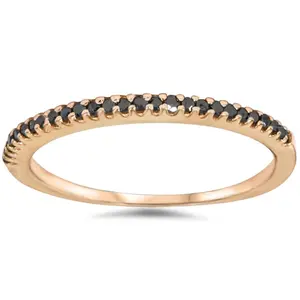 1/10ct Black Diamond Stackable Ring 14K Rose Gold