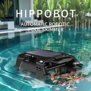 Solar Robotic Pool Skimmer for Above Ground Pools Automatic Cleaner with AI Path Planning Smart Obstacle Avoidance Dual Charging 3-Hour Battery Life 5L Capacity