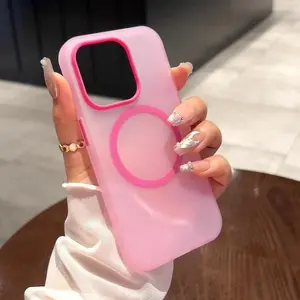Magnetic Frosted Jelly Transparent for Apple/ iPhone 11 12 13 14 15 16 17 Pro Max Plus Magsafe Case Cover Simple Small Clear Candy Color
