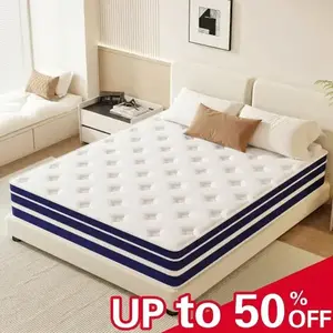 SEEUO 10/12/14 Inch Gel Memory Foam Hybrid Mattress, Independent Pocket Springs for Pressure Relief & Lumbar Support, Motion Isolation, Breathable & Washable, Medium Firmness Mattress in a Box