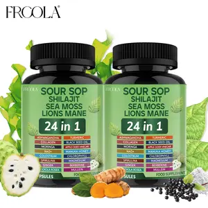 (2-Pack) FRCOLA SOURSOP 24 IN 1 Supplements- Soursop, Shilajit, Sea Moss, Lion Mane All in One - Dietary Supplement for Health & Fitness Support