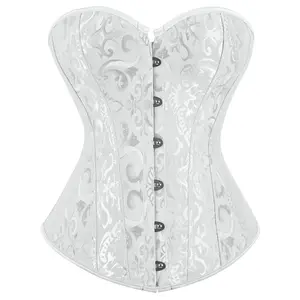 Parlsdy Corsets for Women White Black Corset Top Sexy Bustier Lingerie Waist Cincher Costume Tops Halloween Gothic Party Outfit 2340-T1