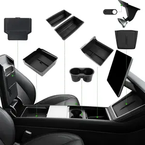 10PCS Car Console Organizer Tray Set, Car Storage Organizer for 2025-2026 Model Y Juniper, ABS Tray with Hidden Storage Box, Armrest Box Insert, Cup Holder, Wireless Charging Pad and Silicone Pads for Easy Maintenance
