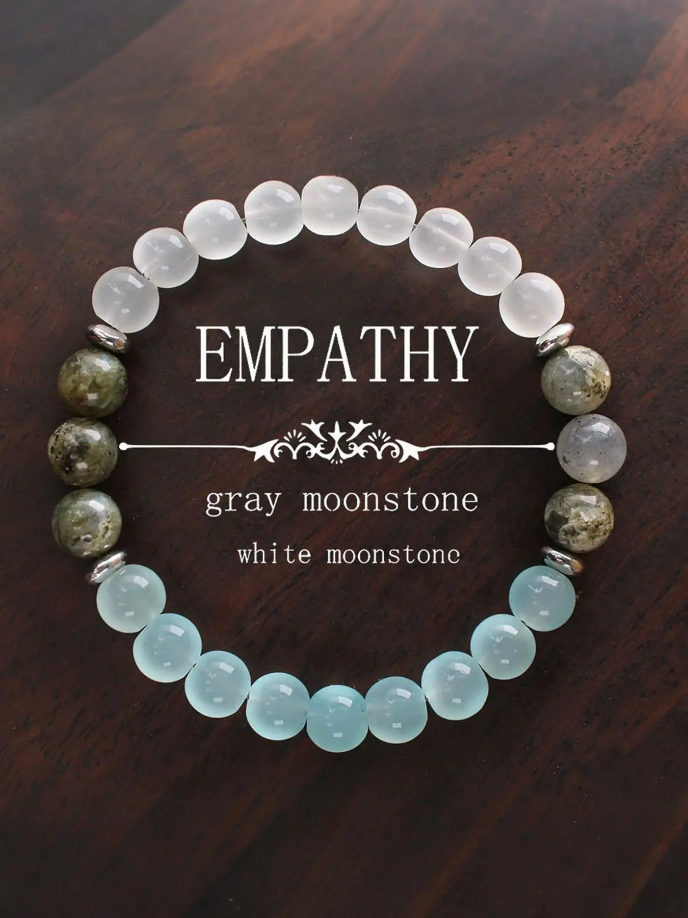 Gray Moonstone Beaded Bracelet, Crystal Bracelet, Healing Crystal Bracelet, Dainty Crystal Bracelet, Energy Shielding Guidebook, Fashion Accessories for Women & Men, Trendy All-match & Exquisite Jewelry for Birthday Gift, High Quality Bracelet