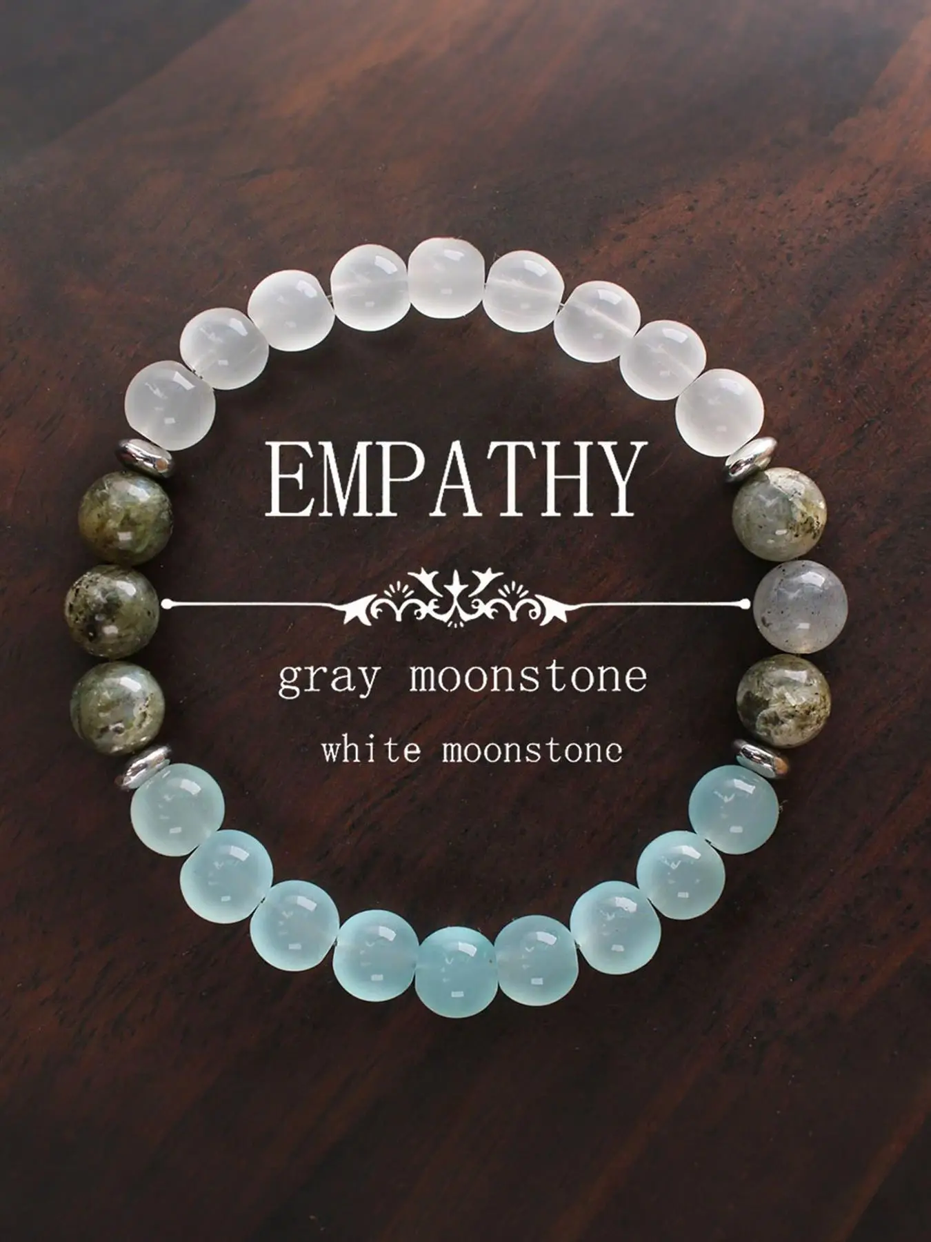 Gray Moonstone Beaded Bracelet, Energy Shielding Guidebook, Fashion Accessories for Women & Men, Trendy All-match & Exquisite Jewelry for Birthday Gif