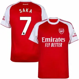 Saka #7 Arsenal Team Champions League/Premier League 2025/26 A football kit with Embroidered logo and Sharp stitching Jersey, Breathable Quick Dry Short Sleeve Athletic Tops for SAKA Fans, Football Collectors & Streetwear Enthusiasts