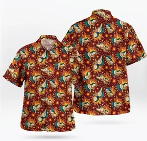 Pastel Paradise – Cute Anime PKM Cyndaquil Fire Pattern Hawaiian Shirt