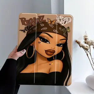 Bratz Style Sexy Doll iPad Tablet protective case,Cool Cartoon Print Protective Cover Auto Wake/sleep,Anti-Drop Scratch-Resistant,Transparent Acrylic Back,Fits iPad 7.9/8.3/10.2/10.5/10.9/11/12.9 13 inch,Shock-resistant Full Cover, Casing